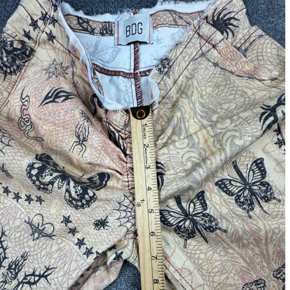 Vintage BDG Urban‎ Outfitters Tattoo Print V Flare Pants Y2K Grunge Size 27 - Picture 15 of 15